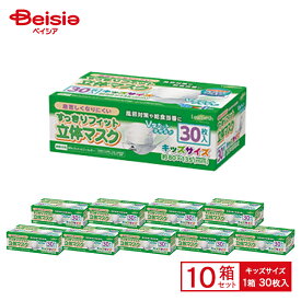【特別価格】子供用 立体マスク リーフフレッシュ すっきりフィット 30枚×10(合計300枚) | 立体プリーツ 快適 給食当番 風邪予防 花粉対策 マスク工業会 トレードワークス 大容量 セール