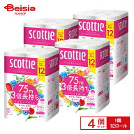 【ポイント10倍！7/1 11:00-8/29】スコッティ フラワーパック 3倍長持ち トイレット ダブル 12ロール×4…
