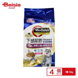 ペットライン メディファス11歳からチキン味3kg×4個 | キャットフード 11歳以上 シニア 高齢猫用 ドライ チキン味 3kg 4個 まとめ買い 大容量 お得