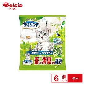 ユニ・チャーム デオサンド香りで消臭紙砂ナチュラルグリーン5L×6 まとめ買い ペット | 猫砂 紙砂 香り 消臭 猫 トイレ ペット用品 まとめ買い 大容量 ねこ ネコ システムトイレ 固まる 燃えるゴミ 清潔 簡単