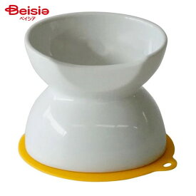 ハリオ商事 チビプレダブル ホワイト ペット | 犬 猫 食器 フードボウル 小型犬 陶器 餌入れ 水入れ 高さがある 食べやすい HARIO 白