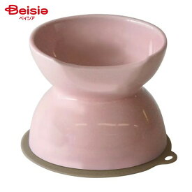 ハリオ商事 チビプレダブル ペールピンク ペット | 犬 猫 食器 フードボウル 小型犬 陶器 餌入れ 水入れ 高さがある 食べやすい HARIO ピンク