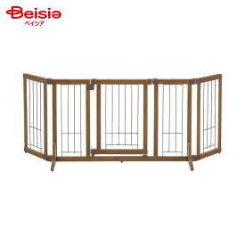 リッチェル ペット用木製おくだけドア付ゲートM ブラウン ペット | 犬 ゲート 木製 ドア付き おくだけ 柵 リッチェル 小型犬 中型犬 ペットゲート