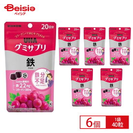 ユーハ味覚糖 UHAグミサプリ鉄20日分（40粒）×6個セット | 鉄 グミサプリ 鉄サプリ 貧血対策 鉄分補給 グミサプリメント グミサプリ 鉄不足 グミサプリメント 鉄分