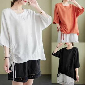 予約商品 大きいサイズ レディース tシャツ 半袖 シンプル 韓国ファッション シャーリング シンプル LL 3L 4L 大人カジュアル