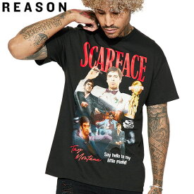 リーズン Reason NYC スカーフェイス Tシャツ プリント 半袖 メンズ カットソー クルーネック コットン 丸首 トップス ストリート ヒップホップ ギフト