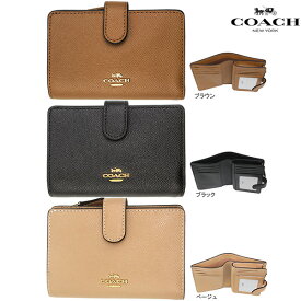 コーチ COACH ミニ財布 二つ折り 財布 ウォレット レディース ロゴ クロスグレイン レザー L型 小銭入れ カード入れ ICカード ケース 小物 コンパクト