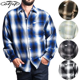 キャルトップ 長袖 ネルシャツ チェックシャツ オンブレ CalTop メンズ トップス 大きいサイズ オーバーサイズ ビッグサイズ S,M,L,XL,2XL,3XL