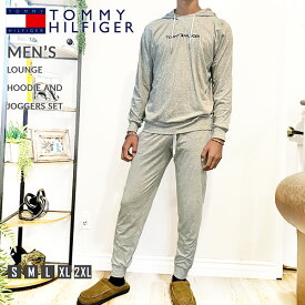 トミーヒルフィガー Tommy Hilfiger ルームウェア セットアップ パーカー スウェット ジョガー パンツ 上下セット 薄手 メンズ ロゴ 人気 ブランド 春先