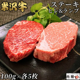 【LINE600円OFFクーポン】米沢牛 ギフト A5 A4 「ヒレ＆ランプ」ステーキ [送料無料] | 肉 食べ比べ セット 各100g × 5枚 希少部位 食べ比べ ステーキ 肉 ヒレ 牛肉 フィレ ヘレ ランプ 赤身 プレゼント 贈答用