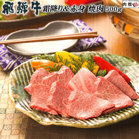 お歳暮 肉 ギフト 早割 飛騨牛 焼肉 ギフト 特上 霜降り&赤身 食べ比べ セット 500g A5 A4 [送料無料] | 肉 結婚祝い 出産祝い 内祝い プレゼント 焼き肉 香典返し 還暦祝い 退院祝い 退職祝い 牛 希少部位 三角バラ みすじ