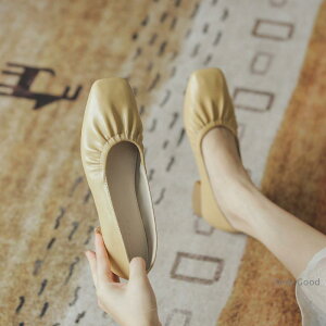 パンプス 痛くない 結婚式 レディース スクエアトゥパンプス 黒 シューズ ギャザー ウェディングシューズ ミドルヒール 太ヒール ブライダルシューズ ウッド調