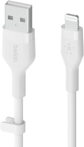 Belkin USB to ���C�g�j���O �V���R�� �P�[�u�� iPhone 14 / 13 / 12 / SE / 11 / XR �Ή� �}���[�d ���ϋv MFi�F�� 1���[�g�� BOOST CHARGE��Flex CAA008bt1M