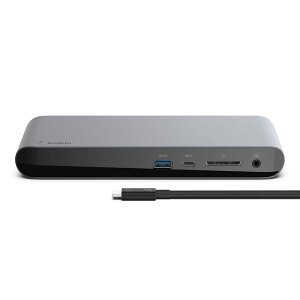 Belkin CONNECT Thunderbolt 3 Dock Pro 12 in 1 �h�b�L���O�X�e�[�V���� Macbook Pro / Macbook Air / iPad Pro / iMac / Windows 10�Ή� 4K�f���A��/8K�V���O���f�B�X�v���C�Ή� USB-C PD 85W 1Gbps�C�[�T�l�b�g TB3�P�[�u��(0.8m) 