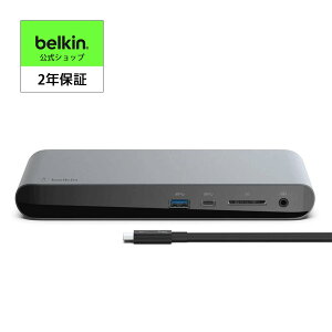 Belkin CONNECT Thunderbolt 3 Dock Pro 12 in 1 �h�b�L���O�X�e�[�V���� Macbook Pro / Macbook Air / iPad Pro / iMac / Windows 10�Ή� 4K�f���A��/8K�V���O���f�B�X�v���C�Ή� USB-C PD 85W 1Gbps�C�[�T�l�b�g TB3�P�[�u��(0.8m) 