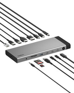 Belkin Thunderbolt 5 �h�b�L���O�X�e�[�V���� 12-in-1 140W PD���d �ő�3��ʏo�� 8K60Hz/4K144Hz�Ή�