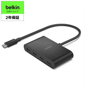 【ランキング1位獲得！】Belkin USB-C ハブ(4-in-1) USB3.2 TypeC Connect 4ポート 100W PD 10Gbps 超高速データ転送 MacBook(M1/M2) iPad Chromebook Windows互換 FRS技術搭載 データ破損防止 全ポートオーディオ対応 マイク/スピーカー接続 小型軽量 ブラック AVC018btBK