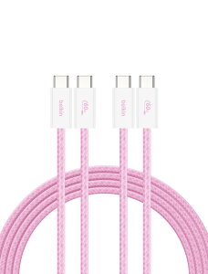 Belkin USB-C to USB-C �P�[�u�� 60W PD�Ή� iPhone 17/16/15/14/13/12/11/SE/iPad Pro/M50 iPad Pro/iPad mini/Galaxy/Xperia/Android�e��X�}�z�Ή� 1.5m 2�{�Z�b�g CAB018