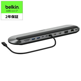 【ランキング1位獲得！】Belkin 11-in-1 ドッキングステーション 4Kトリプルディスプレイ対応 2.5Gbpsイーサネット 10Gbpsデータ転送 100W PD対応 SD/microSD4.0 M1/M2 MacBook Pro/Windows/Chromebook対応 ノートPCスタンドタイプ USB-Cケーブル(35cm)付属 INC014btSGY