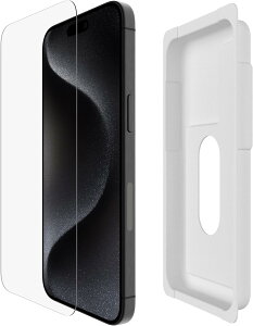 �yApple���F�K���X�t�B�����zBelkin iPhone 15/15 Plus/15 Pro/15 Pro Max�p �ی�K���X�t�B���� �����K���X ���{AGC���Ɏq�� �R�� 0.33mm �ȒP��t�L�b�g�t�� OVA13