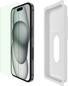�yApple���F�K���X�t�B�����zBelkin iPhone 15/15 Plus/15 Pro/15 Pro Max�p UltraGlass 2�ی�K���X�t�B���� �u���[���C�g�J�b�g �������K���X �R�� 0.29mm �ȒP��t�L�b�g�t�� OVA13