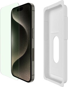 �yApple���F�K���X�t�B�����zBelkin iPhone 15/15 Plus/15 Pro/15 Pro Max�p UltraGlass 2�ی�K���X�t�B���� �u���[���C�g�J�b�g �������K���X �R�� 0.29mm �ȒP��t�L�b�g�t�� OVA13