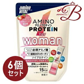 【×6個】味の素 アミノバイタル アミノプロテイン for Woman ストロベリー味 10本入