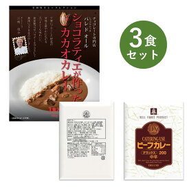 カレー レトルト お試し 3食 セット（DX デラックス＆ターバン＆ショコラティエが作ったカカオカレー） ビーフ カレー大阪 新大阪 ベル食品工業 簡単調理 長期保存 ポイント消化 パレドオール 三枝俊介 シェフ監修 チョコレートカレー