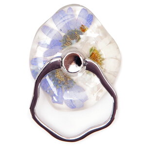 スマホリング スマートフォンリング FLOWERING フラワーリング ドライフラワー 押し花 レジン クリア おしゃれ スタンド プレゼント 落下防止 360度回転 SAR0097 ホールドリング