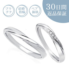 【30日返品保証】結婚指輪「ポルト」ペア価格 ダイヤ付プラチナリング プラチナ ダイヤモンド 刻印無料 誕生石 ギフト包装 ストレート 定番