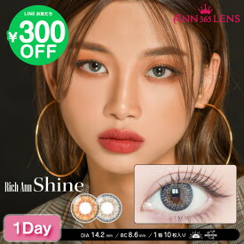 【日本公式】RichAnn シャイン Shine 韓国　カラコン 水光 レンズ ワンデー カラコンワンデー 1day コンタクト カラーコンタクト コンタクトレンズ 度あり 度なし ナチュラル カラー 使い捨て 1箱 10枚 ANN365 ANN365LENS ブラウン グレー