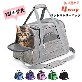 【8/5日だけP5倍！11％OFFクーポン】ペット キャリー バッグ 猫 犬 折りたたみ 4way ショルダー パッド 中型猫 大型猫 小型犬 うさぎ 小動物 ペットキャリーリュック 猫キャリーバッグ 犬キャリーバッグ 形崩れにくい 丈夫 耐久 通気 いぬ ねこ 出かけ 避難防災
