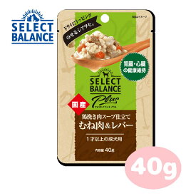 セレクトバランスPlus 鶏挽き肉スープ仕立て むね肉＆レバー 腎臓・心臓の健康維持 1才以上の成犬用 40g【ドッグフード/ウェットフード/アダルト/成犬/ペットフード/ペット用品】