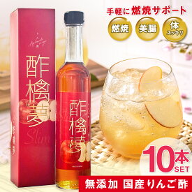 リンゴ酢 酢檎夢 スリム 無添加 国産 500ml 5倍濃縮 10本 セット 松田リエ 監修 信州 りんご酢 ギフト プレゼント クリスマス 林檎酢 砂糖不使用 酢酸菌 リンゴ 酢 飲みやすい 瓶 飲むお酢 ダイエット ドリンク 美味しい アップルビネガー