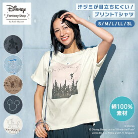 【Disney】 ディズニー 汗ジミが目立ちにくいプリントTシャツ（選べるキャラクター）◆ S M L LL 3L ◆ ミッキー＆フレンズ ドナルドダック プーさんと仲間たち ティンカー・ベル ミッキーモチーフ おしゃれキャット マリー ◆ ◇ レディース 女性 トップス カットソープ