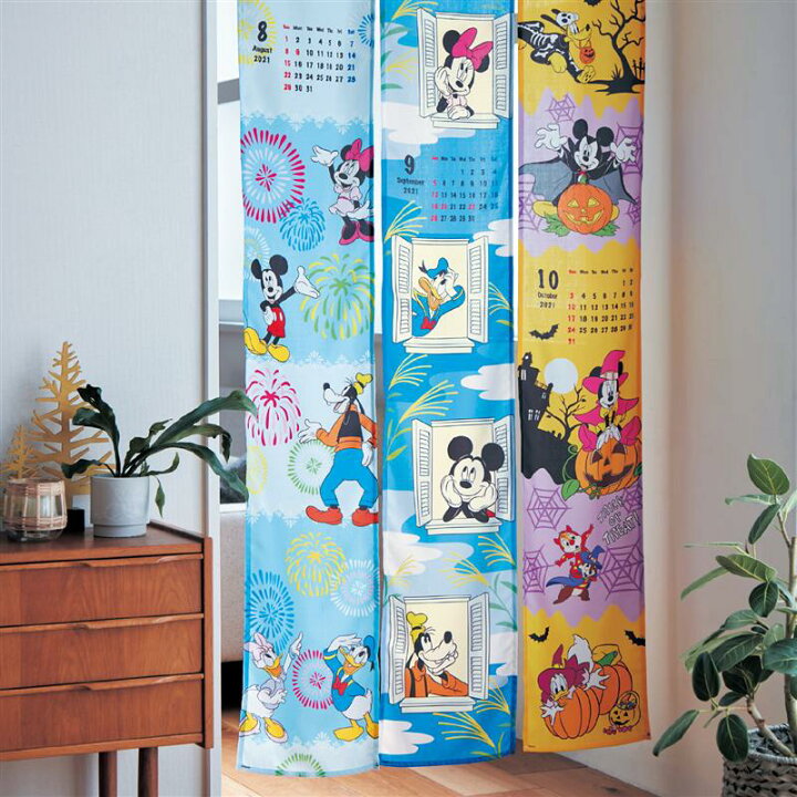 楽天市場 Disney ディズニー カレンダーのれん ミッキー フレンズ ベルメゾン カーテン リビング 寝室 子供部屋 のれん 窓 出窓 キッチン おしゃれ かわいい ベルメゾン Disney Fantasy Shop