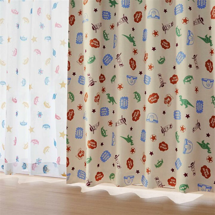 楽天市場 約100 210 4枚 Disney ディズニー 遮光カーテン ｕｖカット ミラーレース４枚セット トイ ストーリー ベルメゾン カーテン リビング 寝室 子供部屋 カーテン レース セット おしゃれ かわいい デザイン L210 ベルメゾン Disney