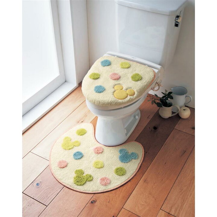 おしゃれ トイレマットセット ディズニー ドット柄 かわいい フタカバー セットミッキーモチーフ ピンク系 標準マット 温水フタセット Riosmauricio Com