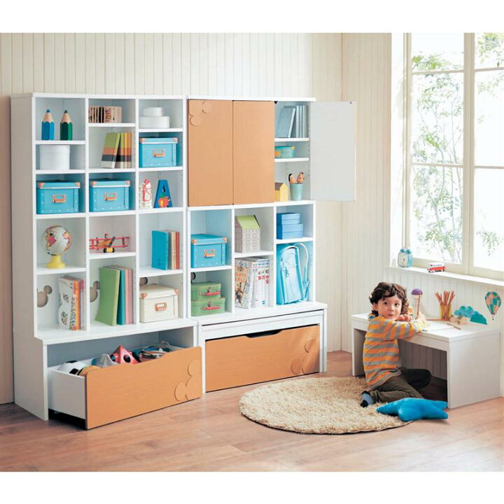 楽天市場 Disney ディズニー デスク付きシェルフ ミッキーモチーフ ナチュラル F ﾊｲ 扉あり ベルメゾン 家具 収納 子ども 子供 キッズ キッズファニチャー 学習 机 デスク 子供部屋 入園入学 お祝い 引き出し 本棚 おもちゃ 絵本 大容量 日本製