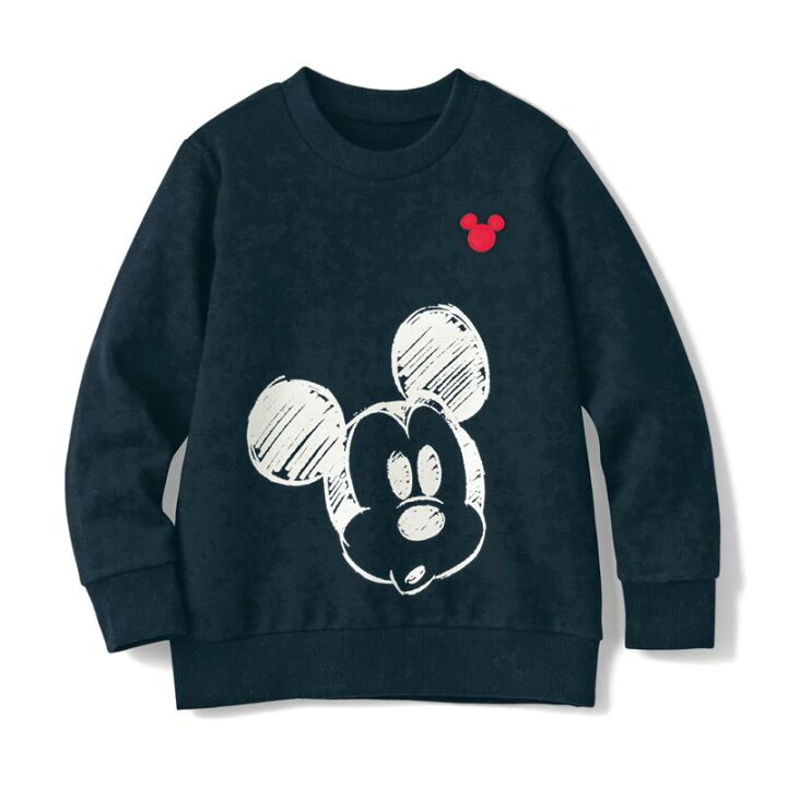 楽天市場 Disney ディズニー 裏起毛スウェット 選べるキャラクター ブラック ミッキー 90 100 110 1 130 140 ベルメゾン 子供服 子供 服 子供用品 男の子 女の子 子供用 トレーナー パーカー ベルメゾン Disney Fantasy Shop