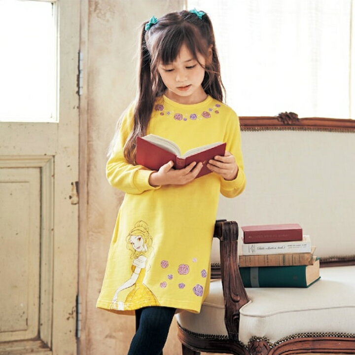 楽天市場 全品ポイントup Disney ディズニー 裏起毛ワンピース ベル 90 100 110 1 130 140 子ども 子供 キッズ キッズ服 服 ワンピース ワンピ チュニック トップス 美女と野獣 イエロー ディズニープリンセス プリンセス 服 女の子