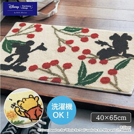 【5%OFF! 9/3 20:00-9/16 9:59】◆ 約40×65 ◆【Disney】 ディズニー 花言葉玄関マット「くまのプーさん(タンポポ) ミッキー＆ミニー 」 ◇ ファブリック 玄関マット 室内 洗える おしゃれ かわいい プーさん キャラクター グッズ ミッキーマウス ミニーマウス ◇