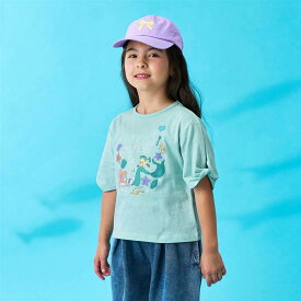 【15%OFF! 1/21(水)9:59迄】【Disney】 ディズニー 名札ココねじり袖の半袖Tシャツ「ミニーマウス アリエル 」◆ 100 110 120 130 140 ◆ ◇ 子ども 子供 キッズ KIDS 子ども服 キッズ服 服 トップス Tシャツ カットソー 半袖 ディズニープリンセス ◇
