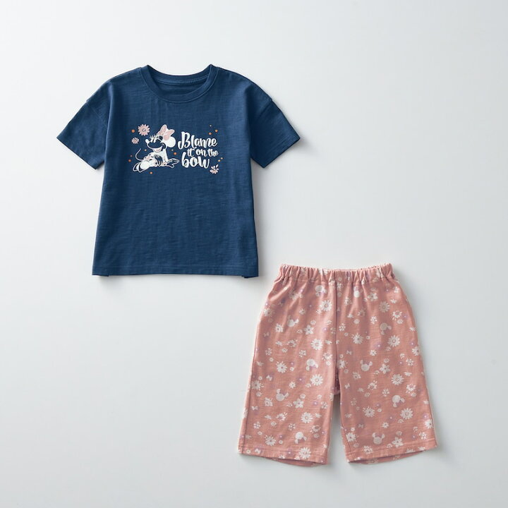 【ポイント5倍!】【Disney】 ディズニー キッズ身生地綿100%スラブ天竺半袖パジャマ ◇ ミニーマウス(ネイビー) チップ&デール(ラベンダー) 101匹わんちゃん(ミント) トイ・ストーリー(チャコール) ◇ ◇ 綿100% 半袖 パジャマ 夏用 ... 新品未使用 ミニーちゃん半袖パジャマ2枚セット 130サイズ