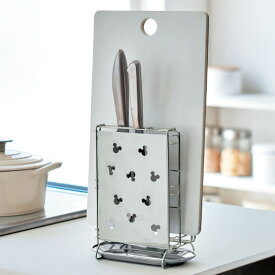 【Disney】 ディズニー ステンレス包丁まな板スタンド「ミッキーモチーフ」 ◇ キッチン 収納 キッチン用品 包丁 包丁まな板 スタンド まな板立て 包丁立て ステンレス ベルメゾン ミッキーマウス ミッキー おしゃれ 台所 シンク ◇