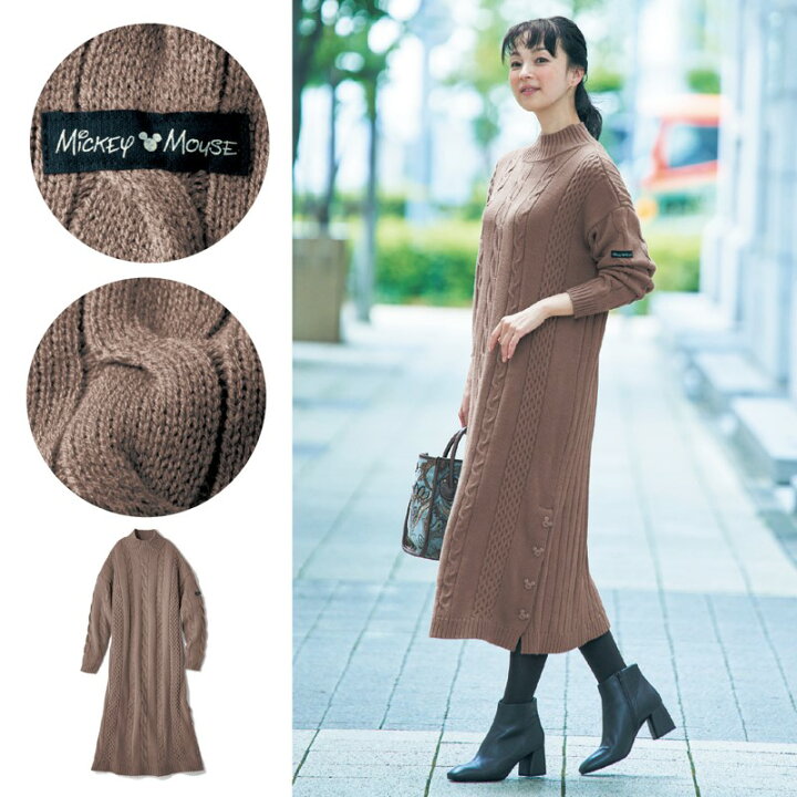 楽天市場 ポイント5倍 Disney ディズニー ニットワンピース ミッキーモチーフ S M L Ll レディース 女性 ワンピース ワンピ ロングワンピース ロング レディースワンピース 秋冬 きれいめ 秋 冬 長袖 カジュアル ベルメゾン ベルメゾン Disney