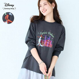 【Disney】 プリント 長袖 Tシャツ 「 プリンセスと魔法のキス 」 ◇ 長袖Tシャツ レディーストップス 長そで トップス カットソープルオーバー カットソー プルオーバー 綿素材 春 秋 おしゃれ プリントTシャツ キャラクター シンプル