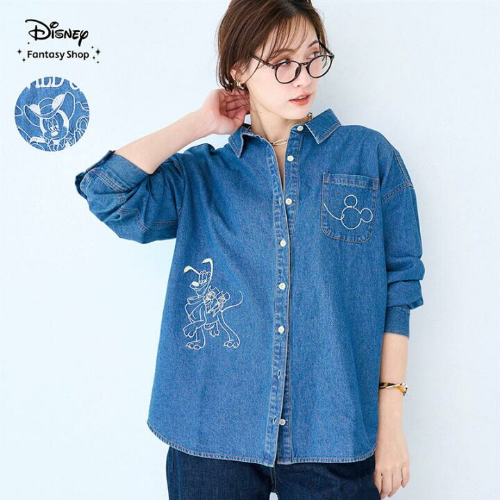 楽天市場】【Disney】刺しゅうデニムシャツ 「 ミッキー＆フレンズ 