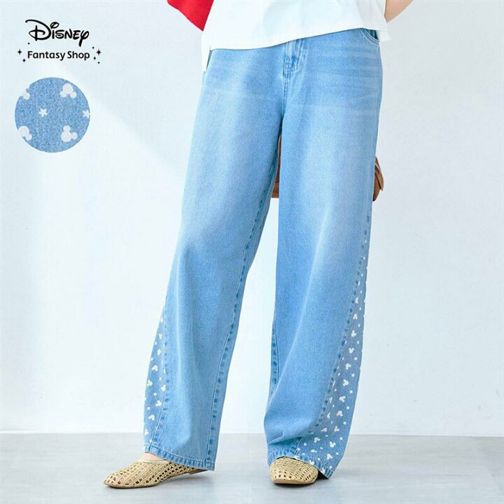 楽天市場】【Disney】サイド切替デニムパンツ「ミッキーモチーフ 
