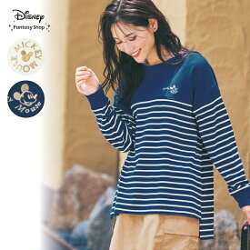 【Disney】 ディズニー /Disney 起毛ボーダーチュニック（選べるキャラクター） ◆ ミッキーマウス ミッキーモチーフ ◆ ◇ レディース 女性 トップス カットソープルオーバー カットソー プルオーバー レディーストップス ◇